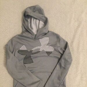 Under Armour Coldgear Hoodie Sweatshirt Youth Large Grey White Black